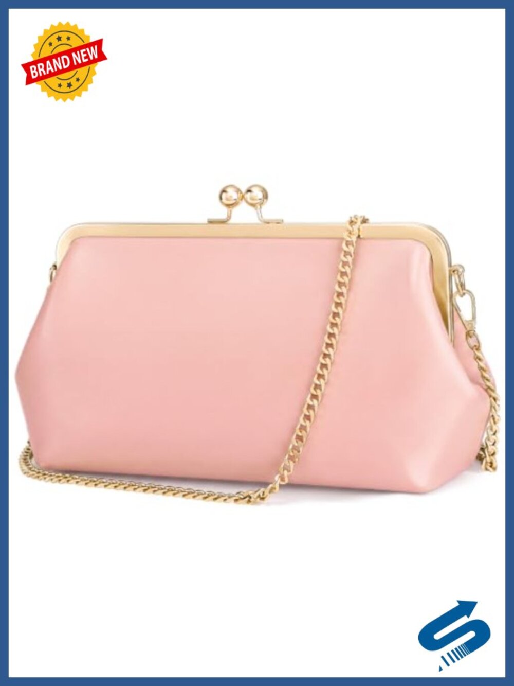 Kiss Lock Clutch PU Leather Kiss Clasp Crossbody Evening Bag Formal Purse